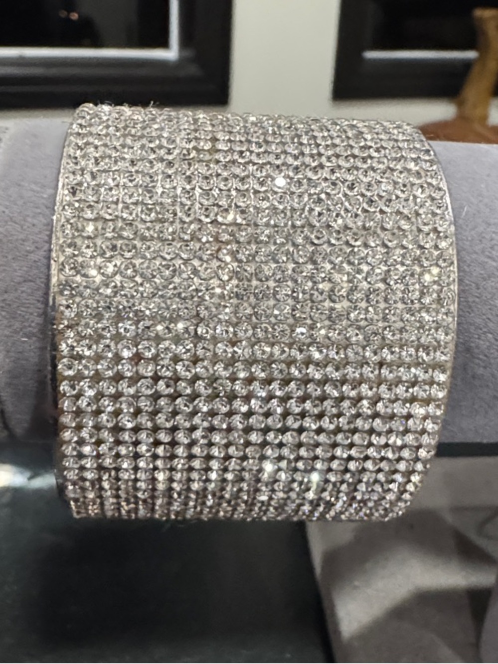 Crystal Pavé Wide Cuff Bracelet - Silver